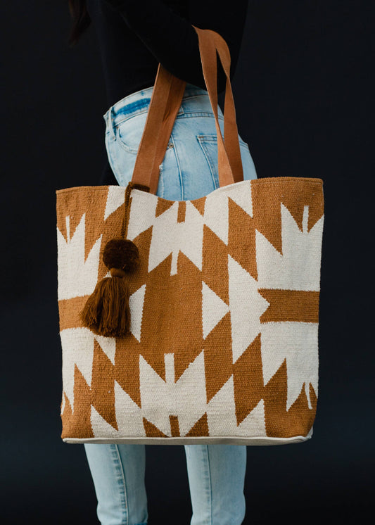 Camel & Cream Aztec Tote