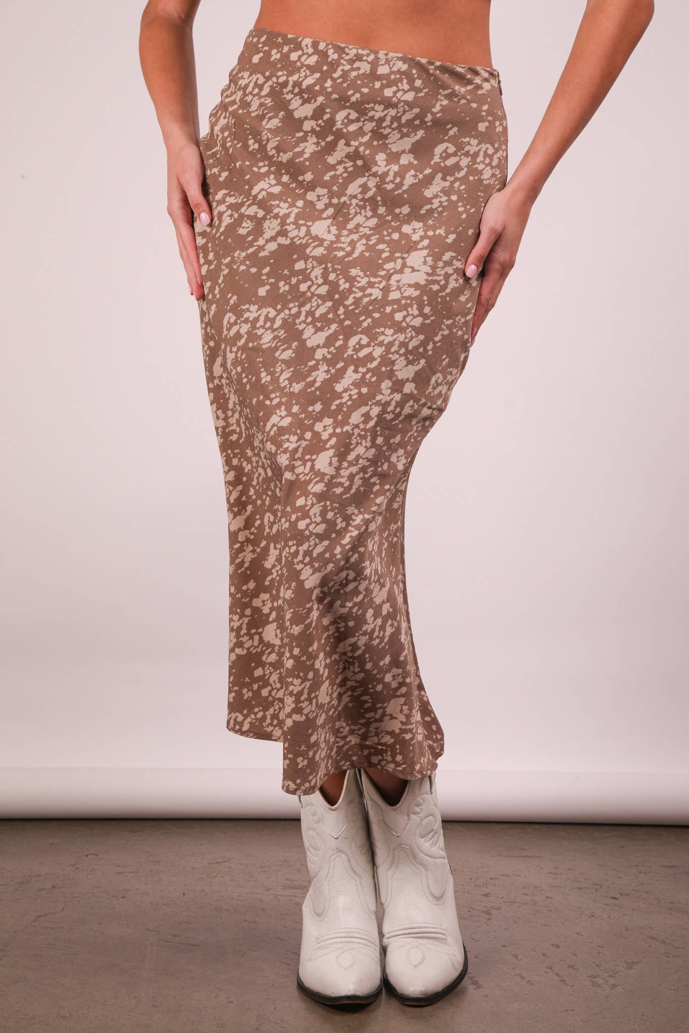 Mocha Leopard Midi Skirt