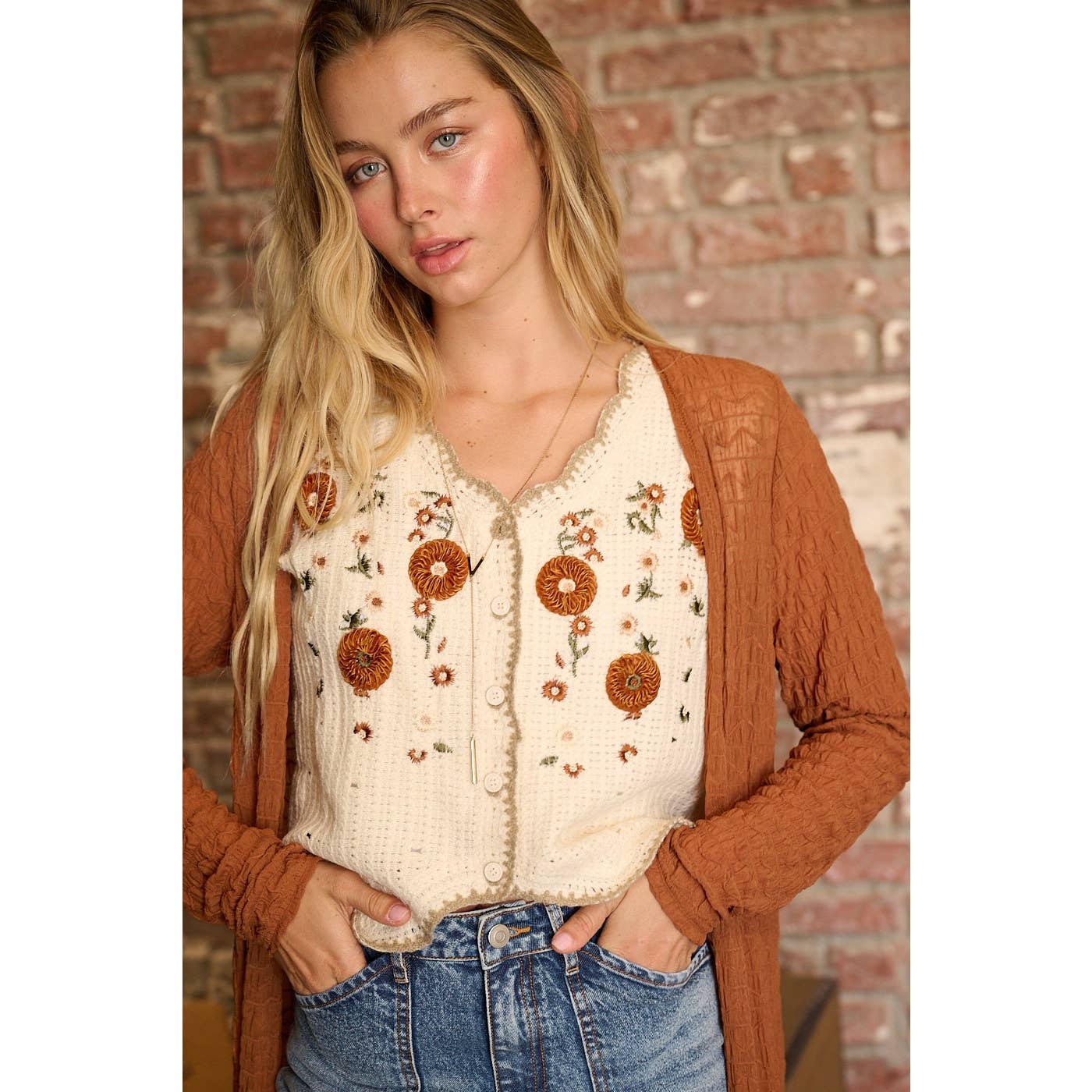 Fall Embroidery Crochet Vest