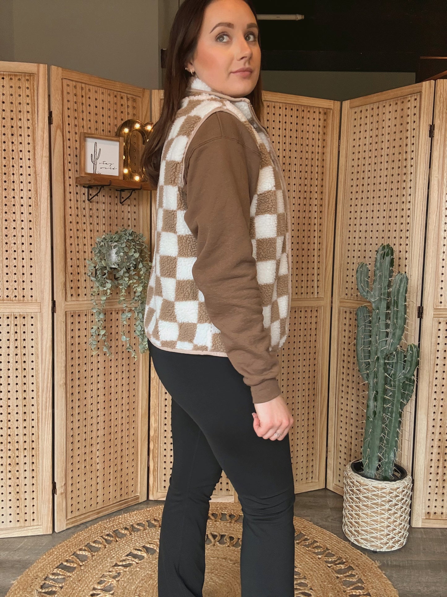 Checkered Sherpa Vest