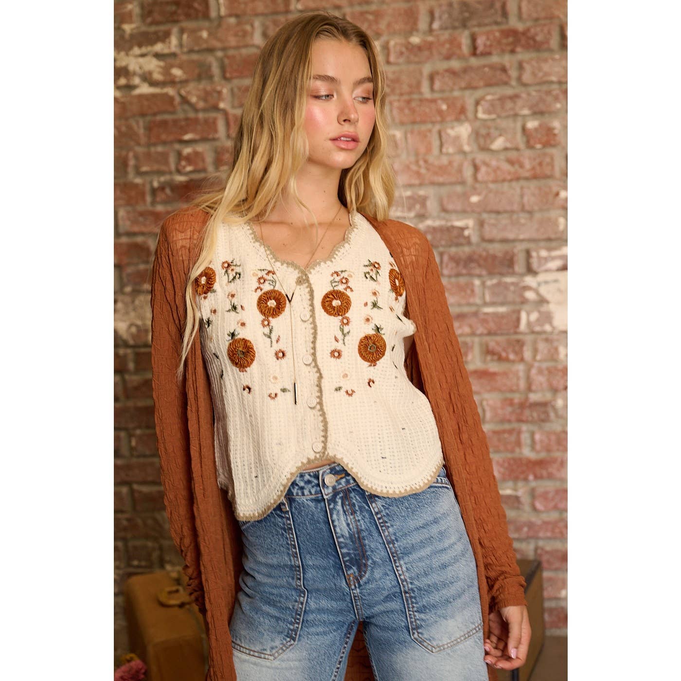 Fall Embroidery Crochet Vest