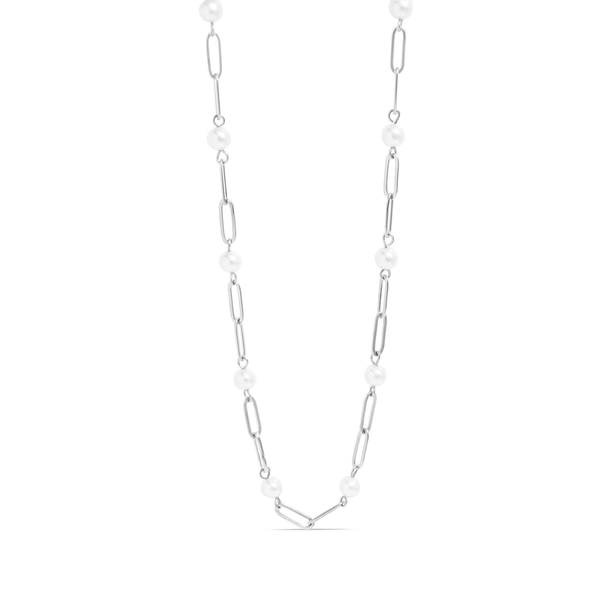 18K Pearl Paperclip Necklace