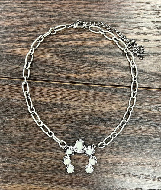 White Stone Chain Necklace