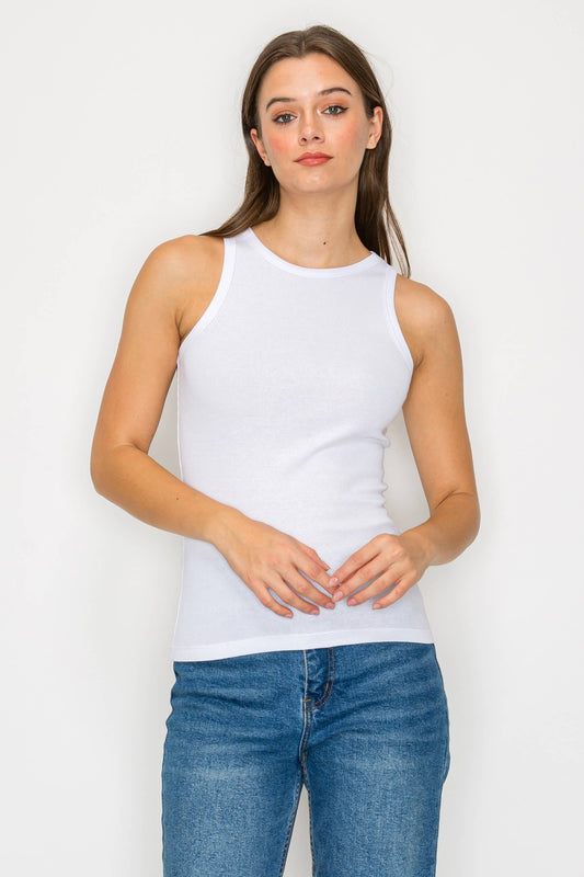 High Neck Ribbed Tank Top