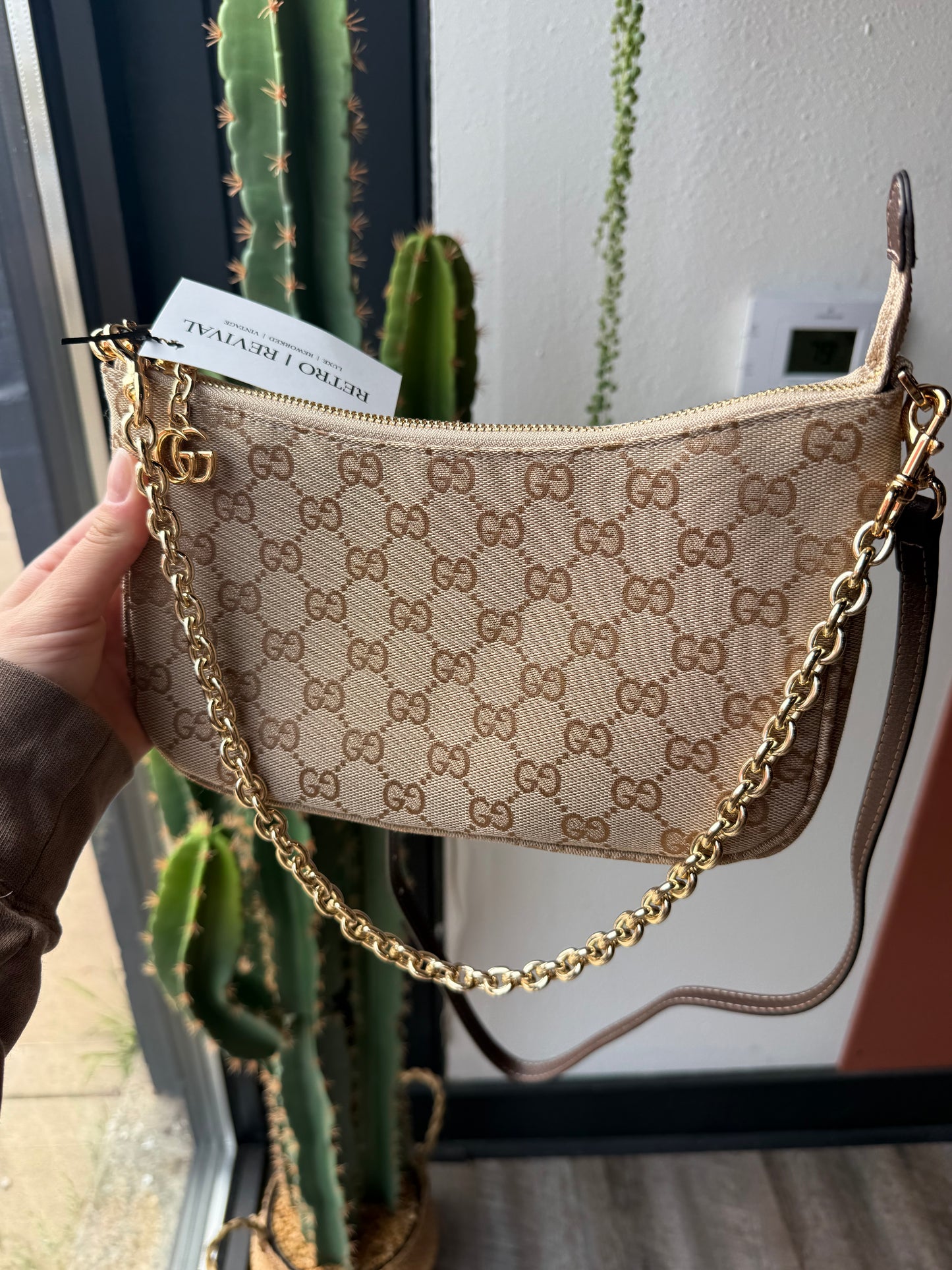 Luxury Tan Gold Chain Crossbody
