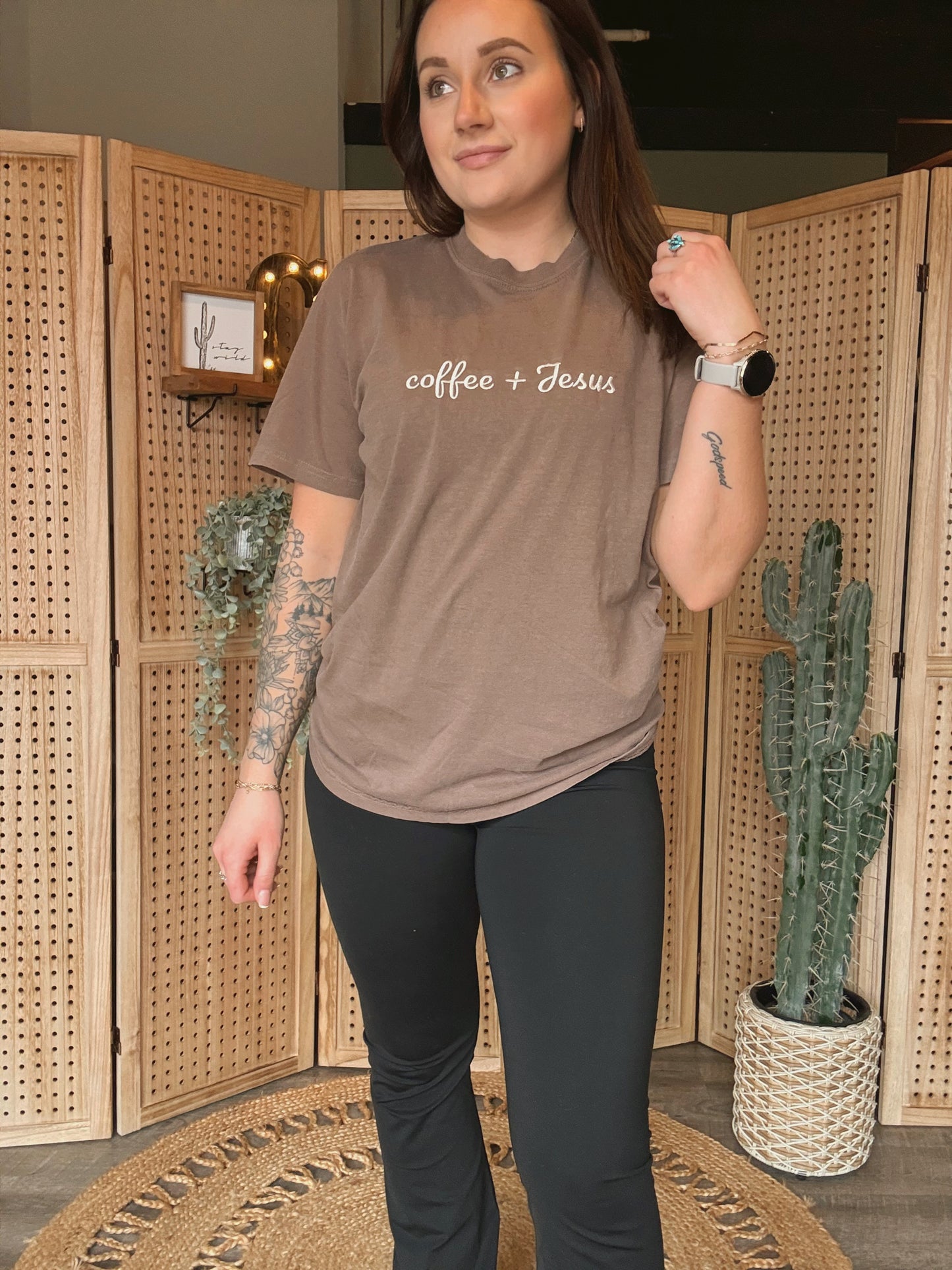 Coffee + Jesus Embroidered Tee