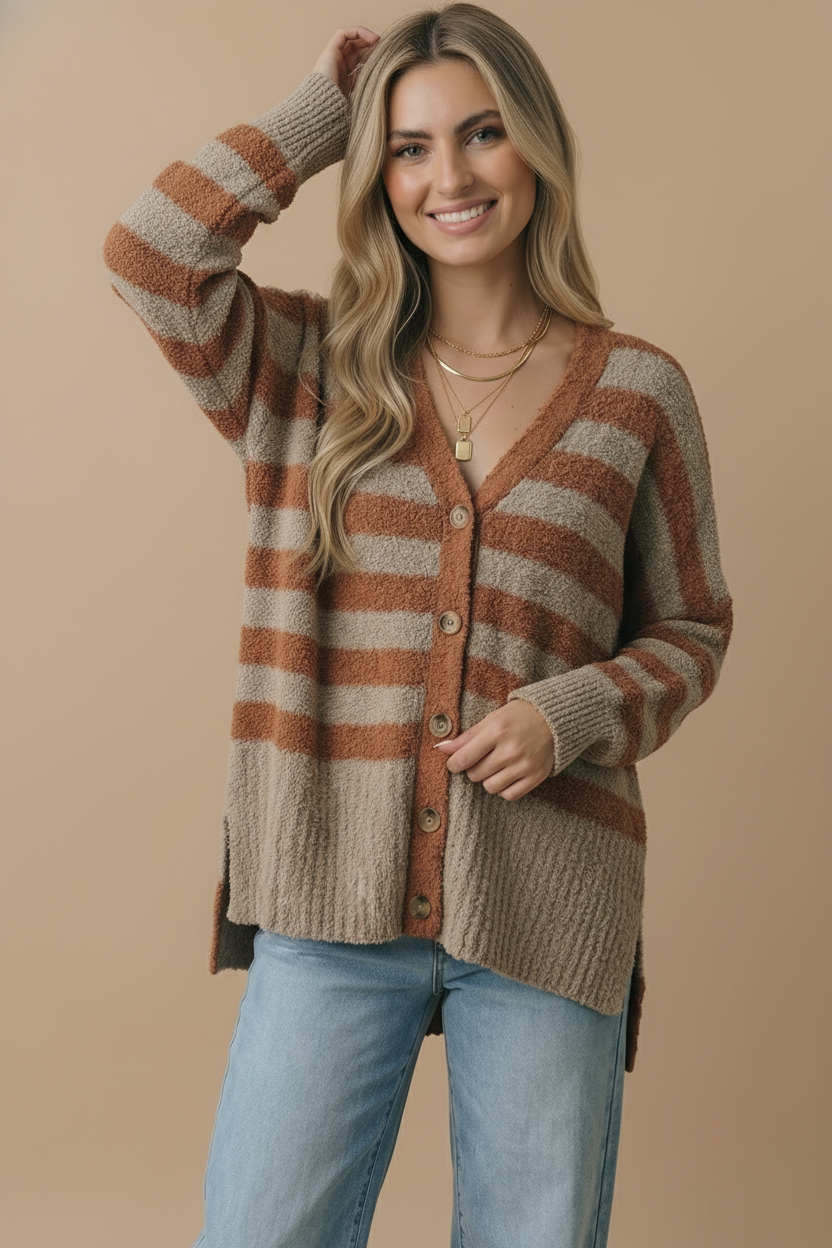 Pumpkin Stripe Cardigan