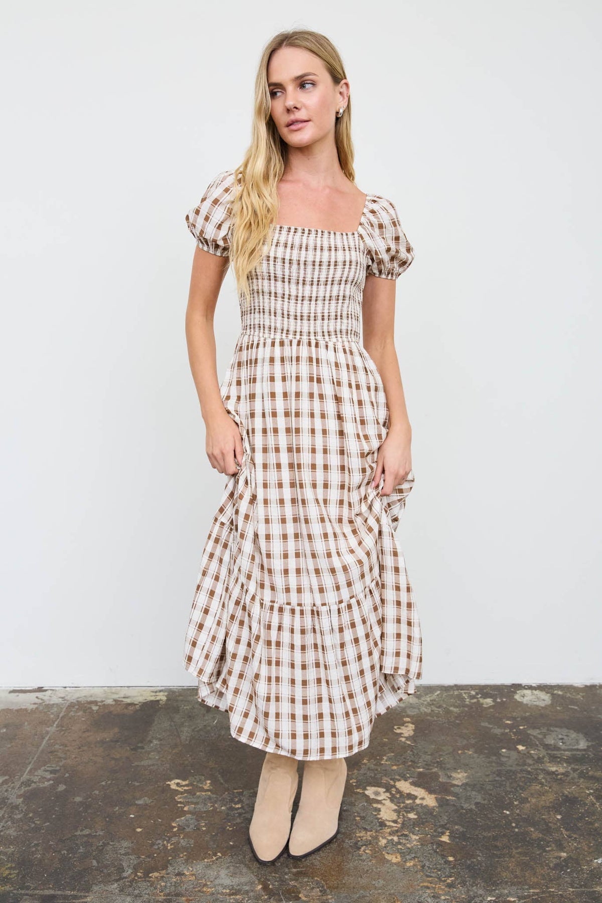 Gingham Tiered Fall Dress