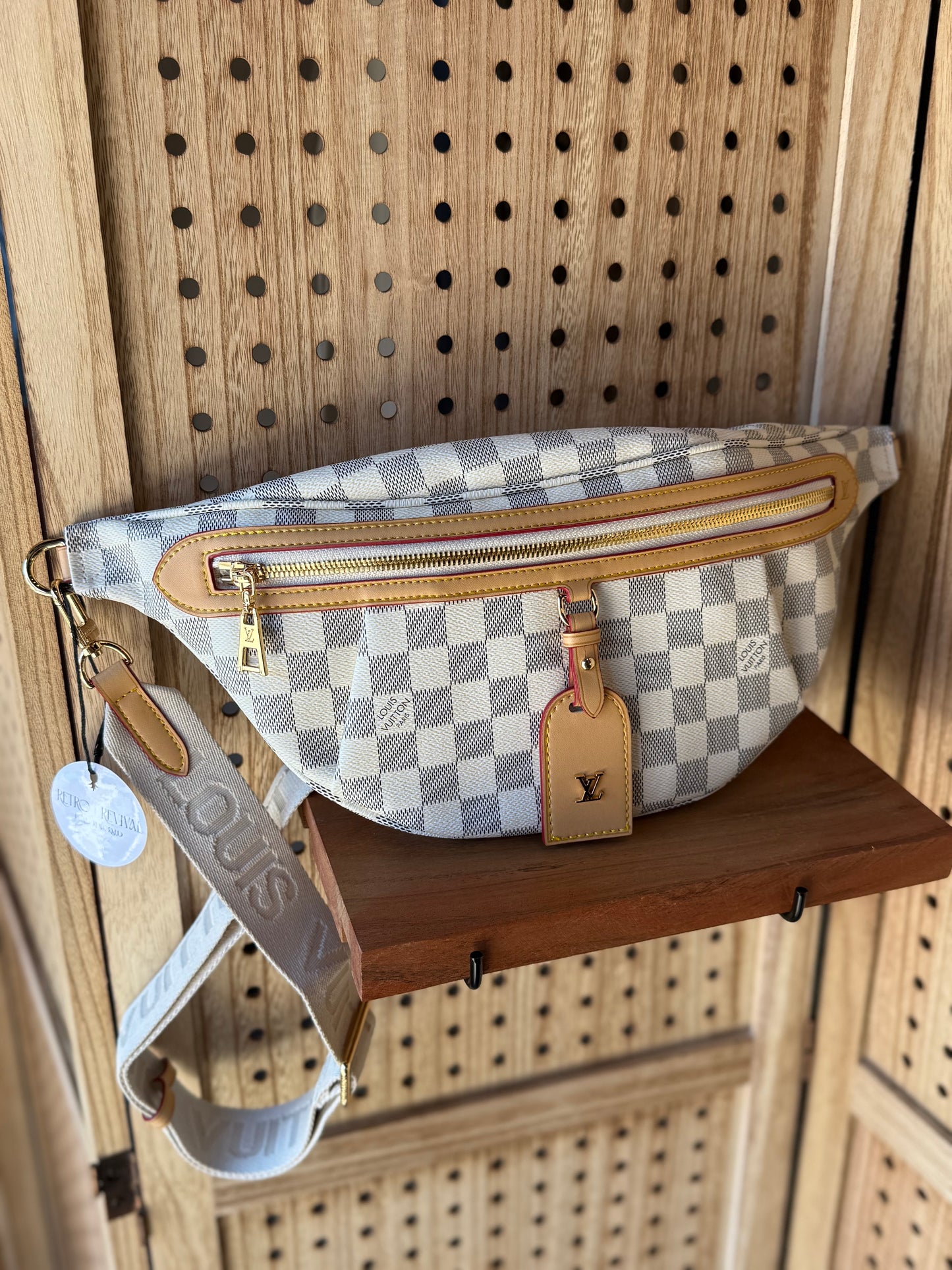 Luxury White Checker Fanny Bag