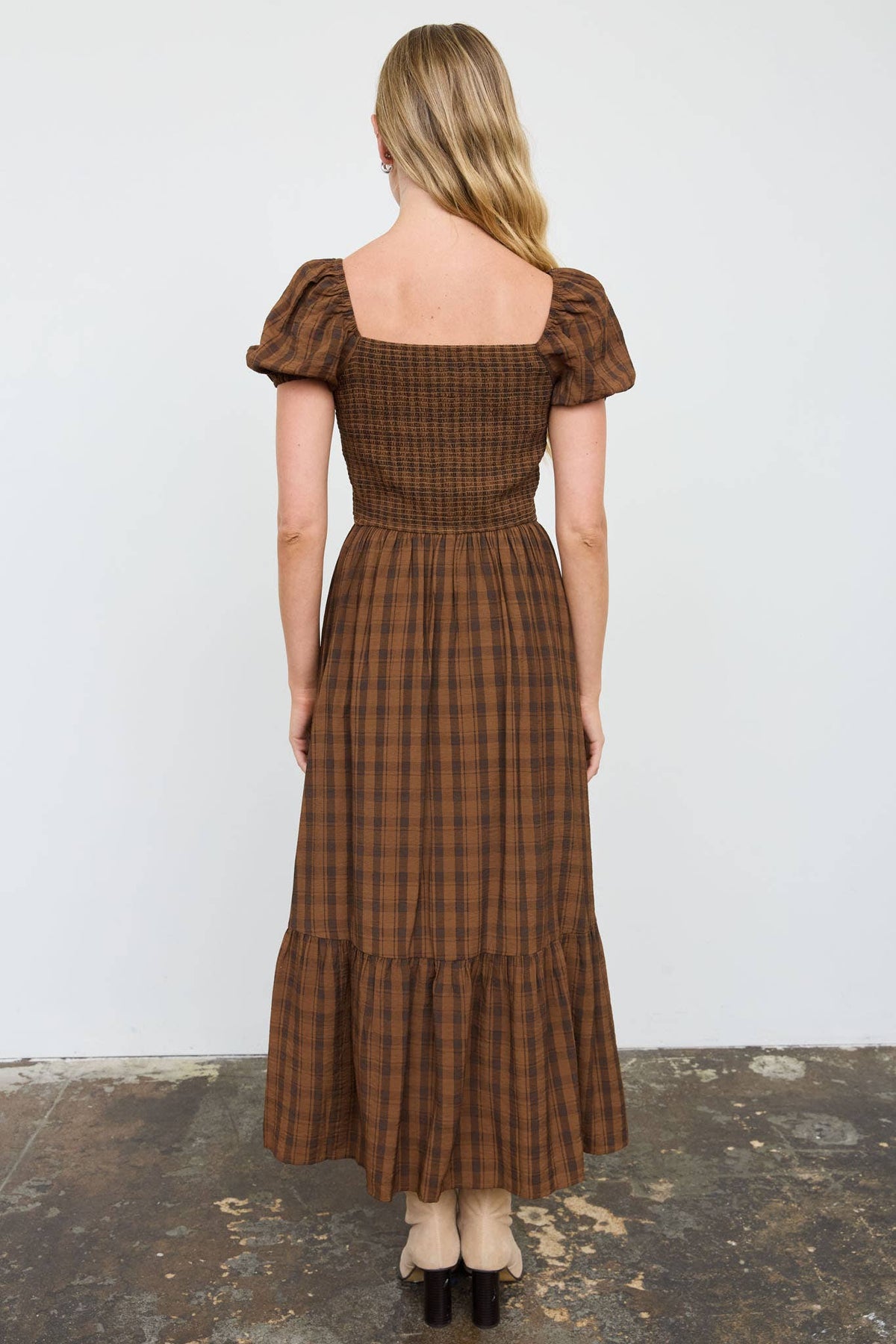 Gingham Tiered Fall Dress