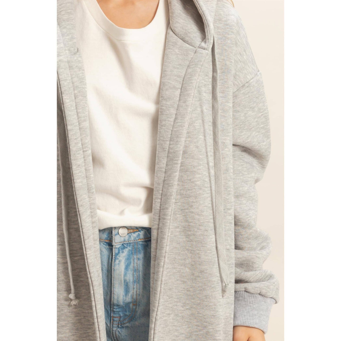 Long Open Hooded Sweatshirt