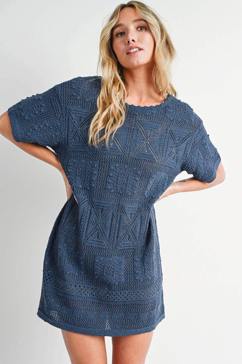 AZTEC KNIT SHIFT DRESS