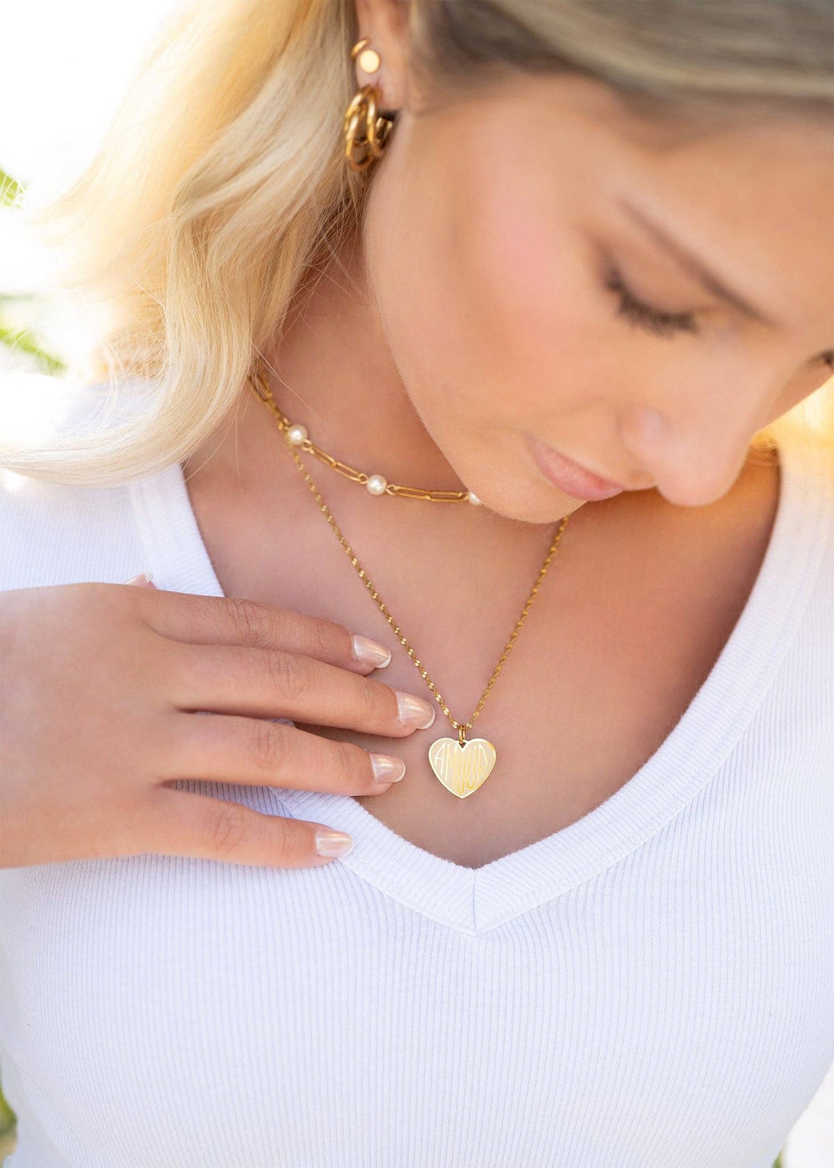 18K Pearl Paperclip Necklace