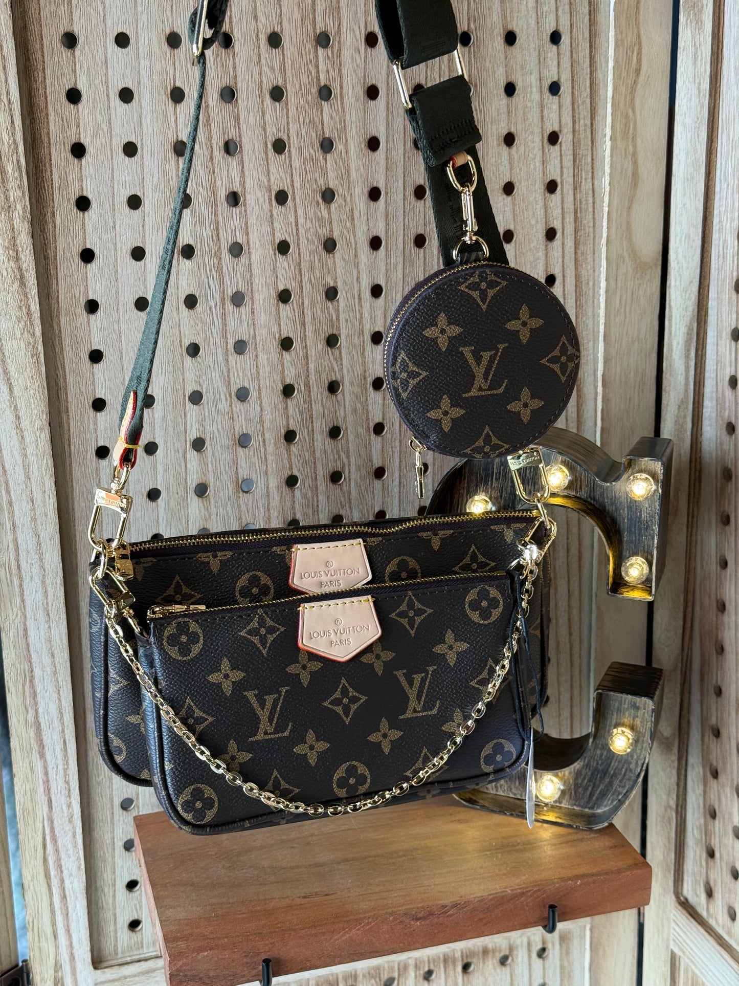 Luxury Multi Pochette Bag Green Strap