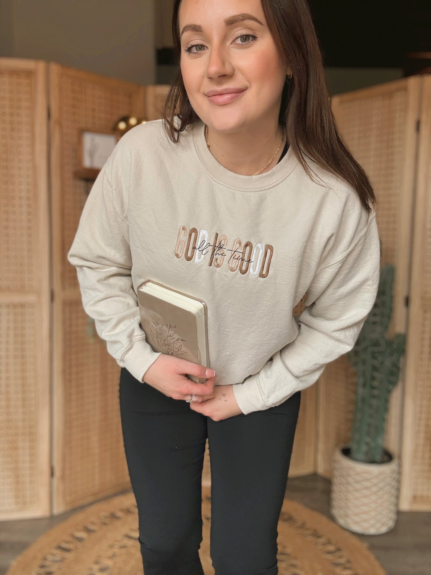 God Is Good Embroidered Crewneck