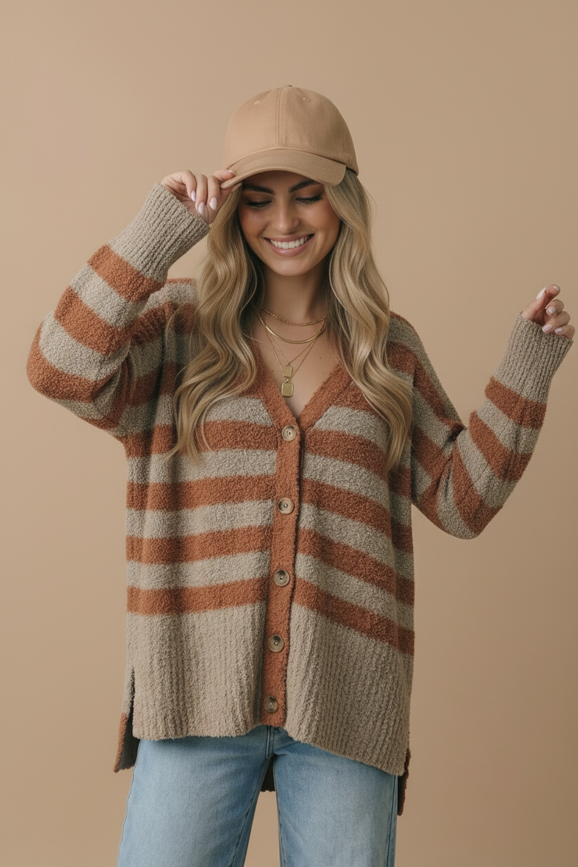 Pumpkin Stripe Cardigan