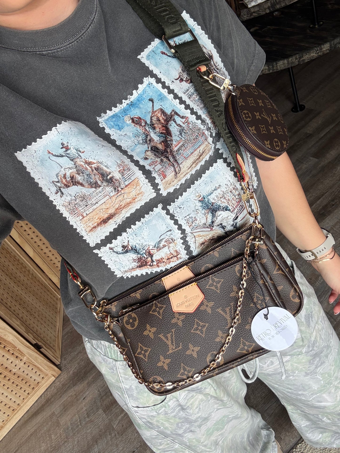 Luxury Multi Pochette Bag Green Strap