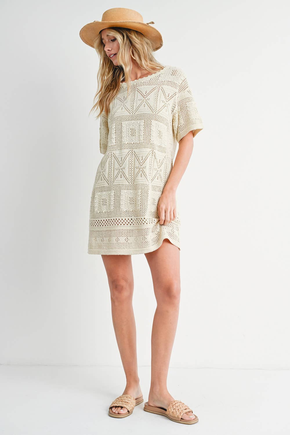 AZTEC KNIT SHIFT DRESS