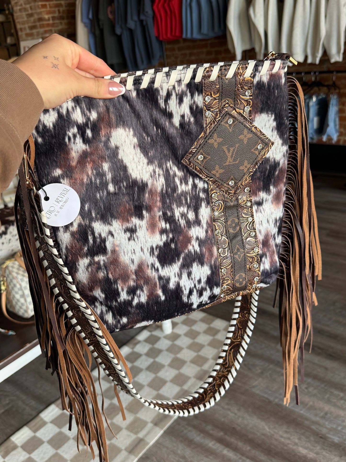Luxury Cowhide Fringe Bag