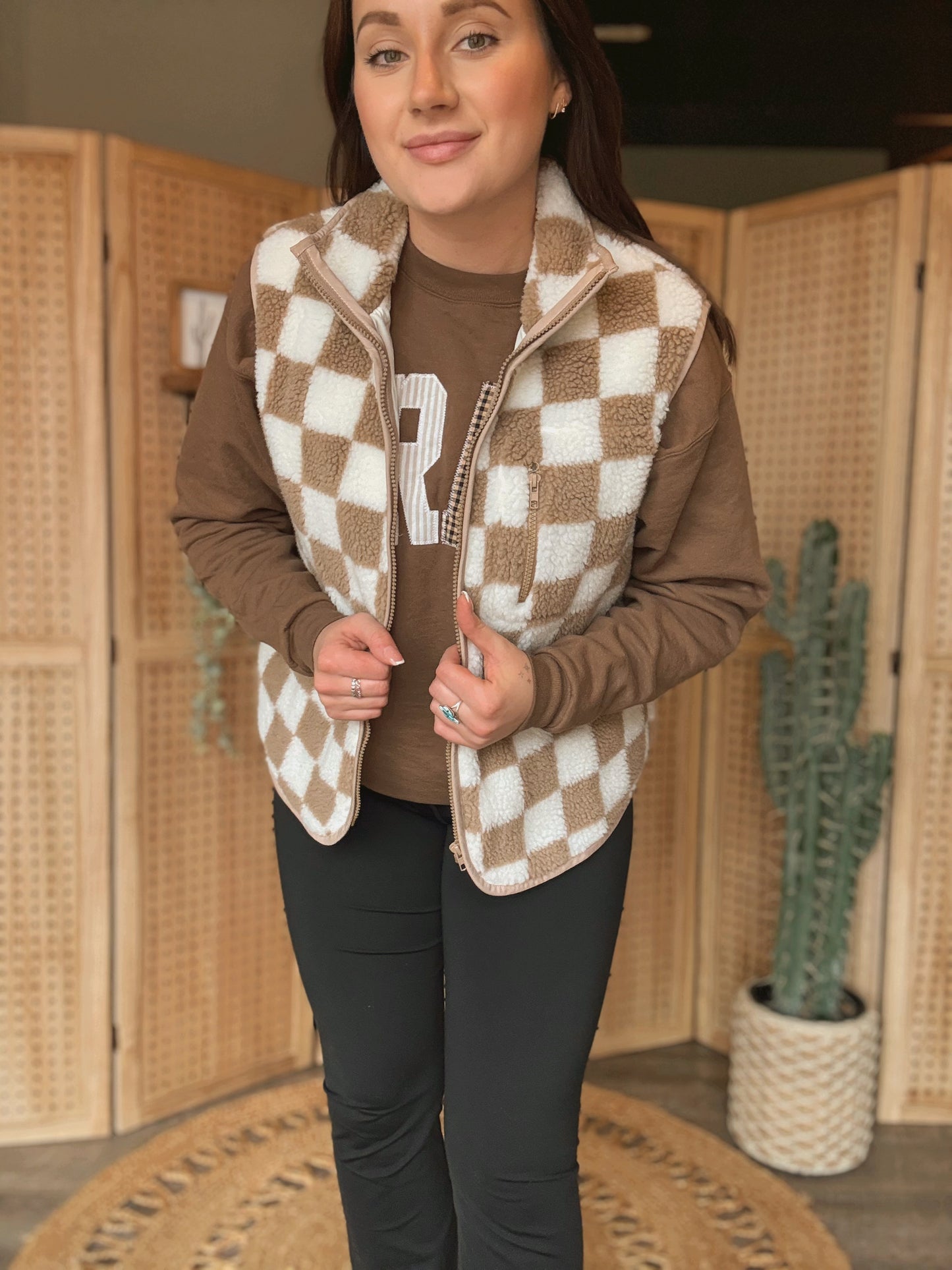 Checkered Sherpa Vest