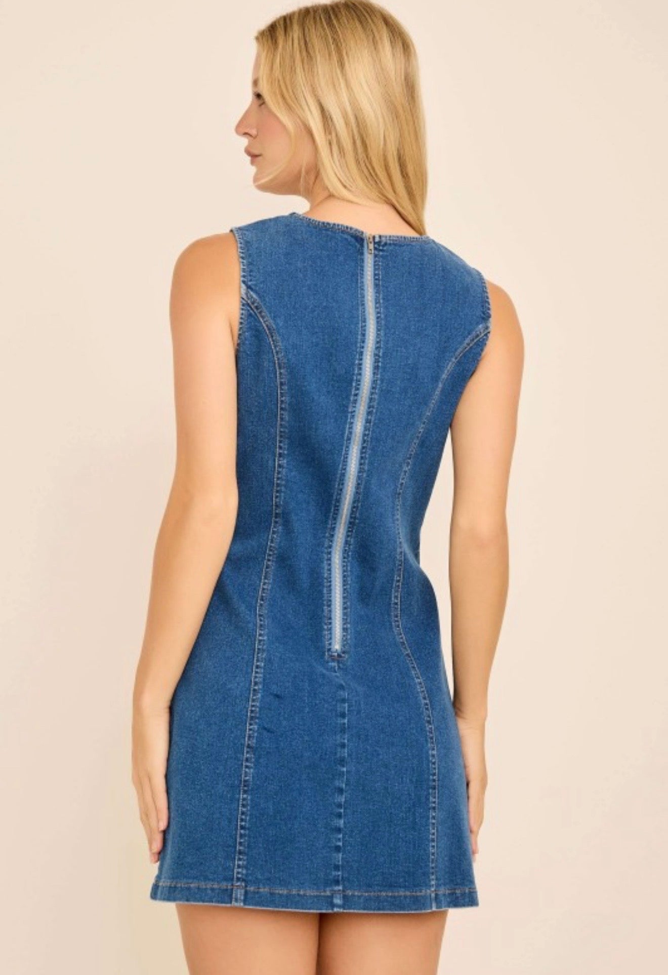 Denim Seashell Button Dress