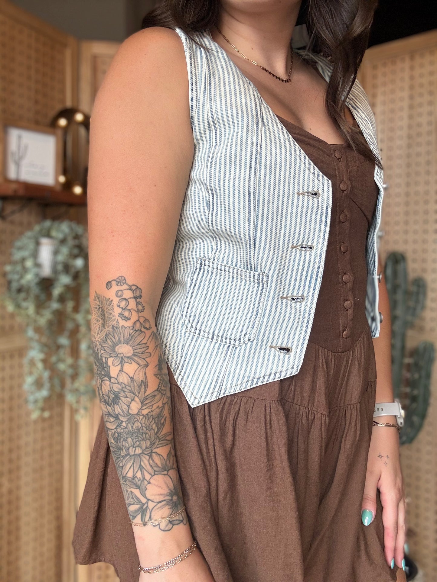 Acid Striped Denim Vest