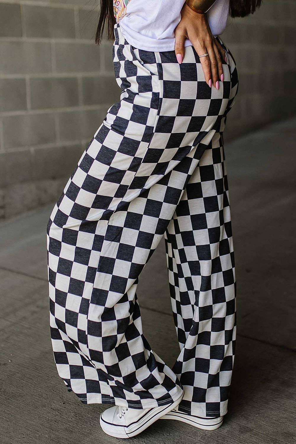 Checker High Waist Pants