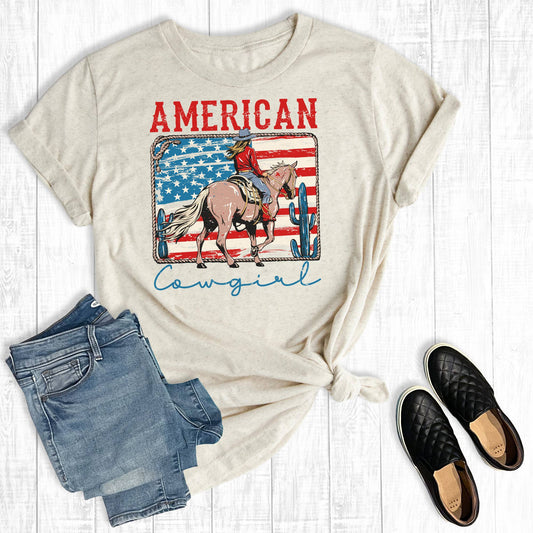 4th Of July American Cowgirl Graphic Tee