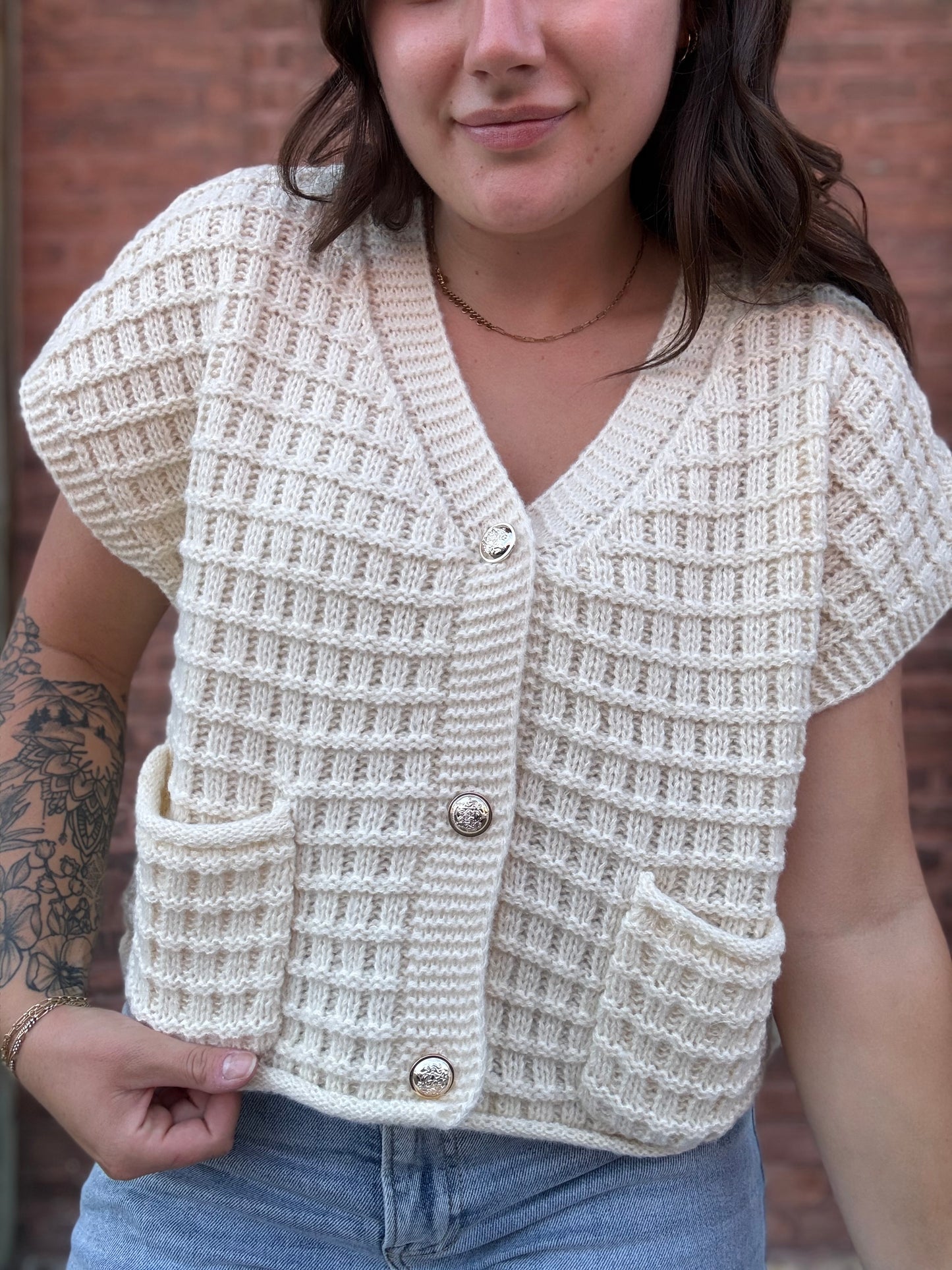 Cream Waffle Top