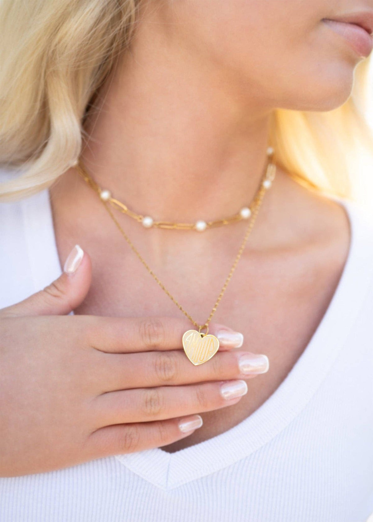 18K Pearl Paperclip Necklace
