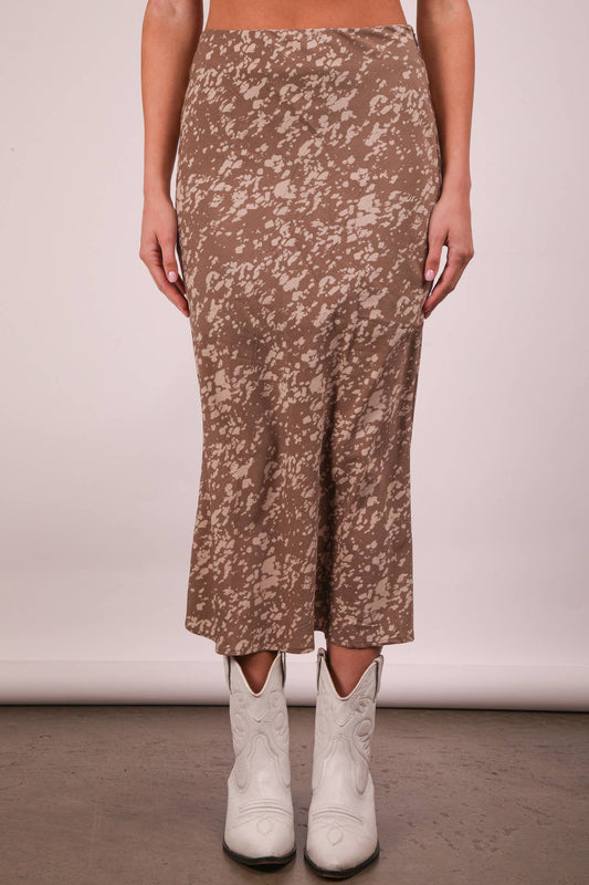 Mocha Leopard Midi Skirt