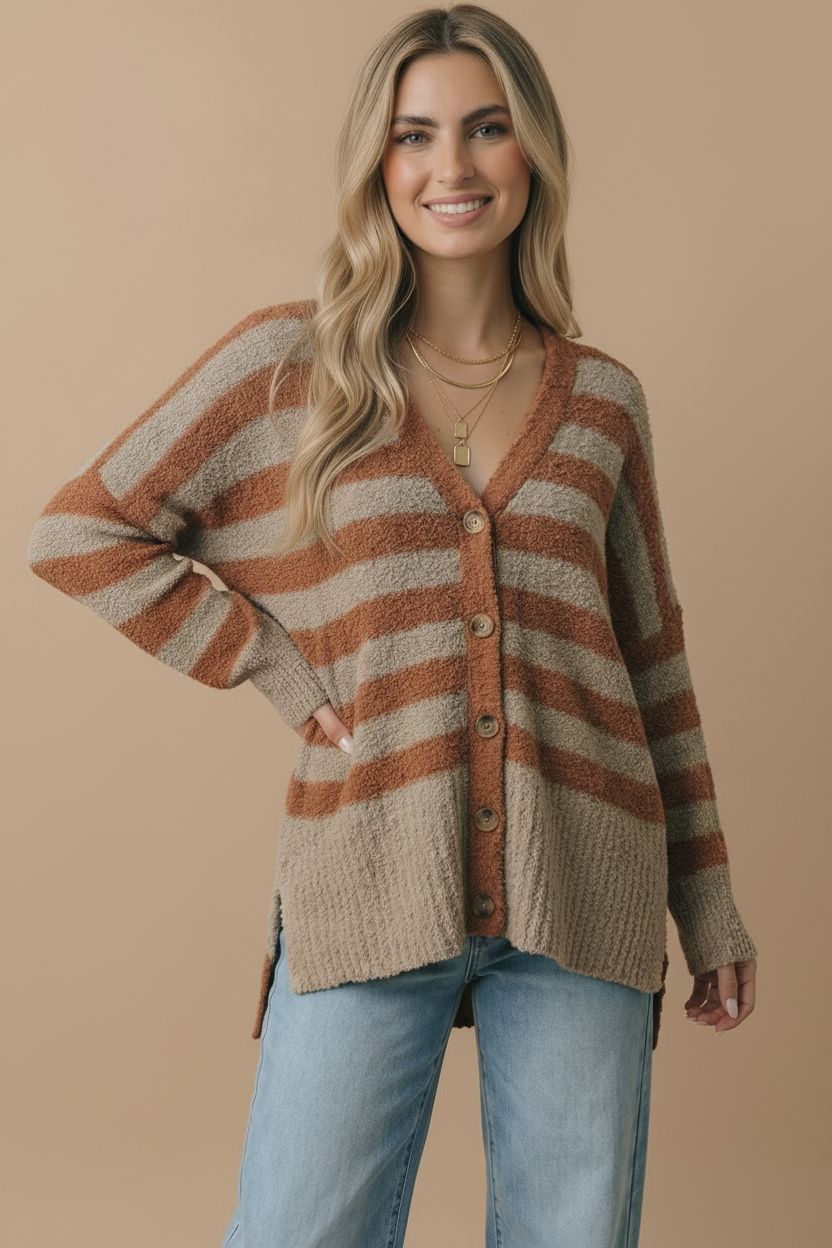 Pumpkin Stripe Cardigan
