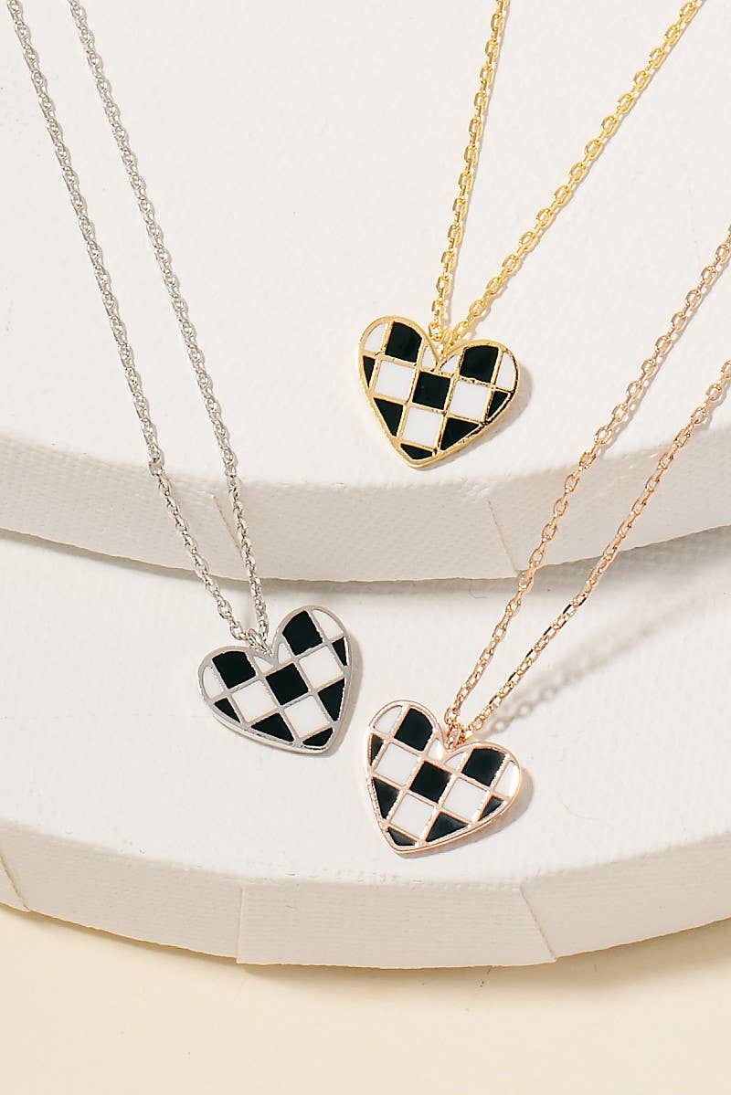 Checkered Heart Necklace