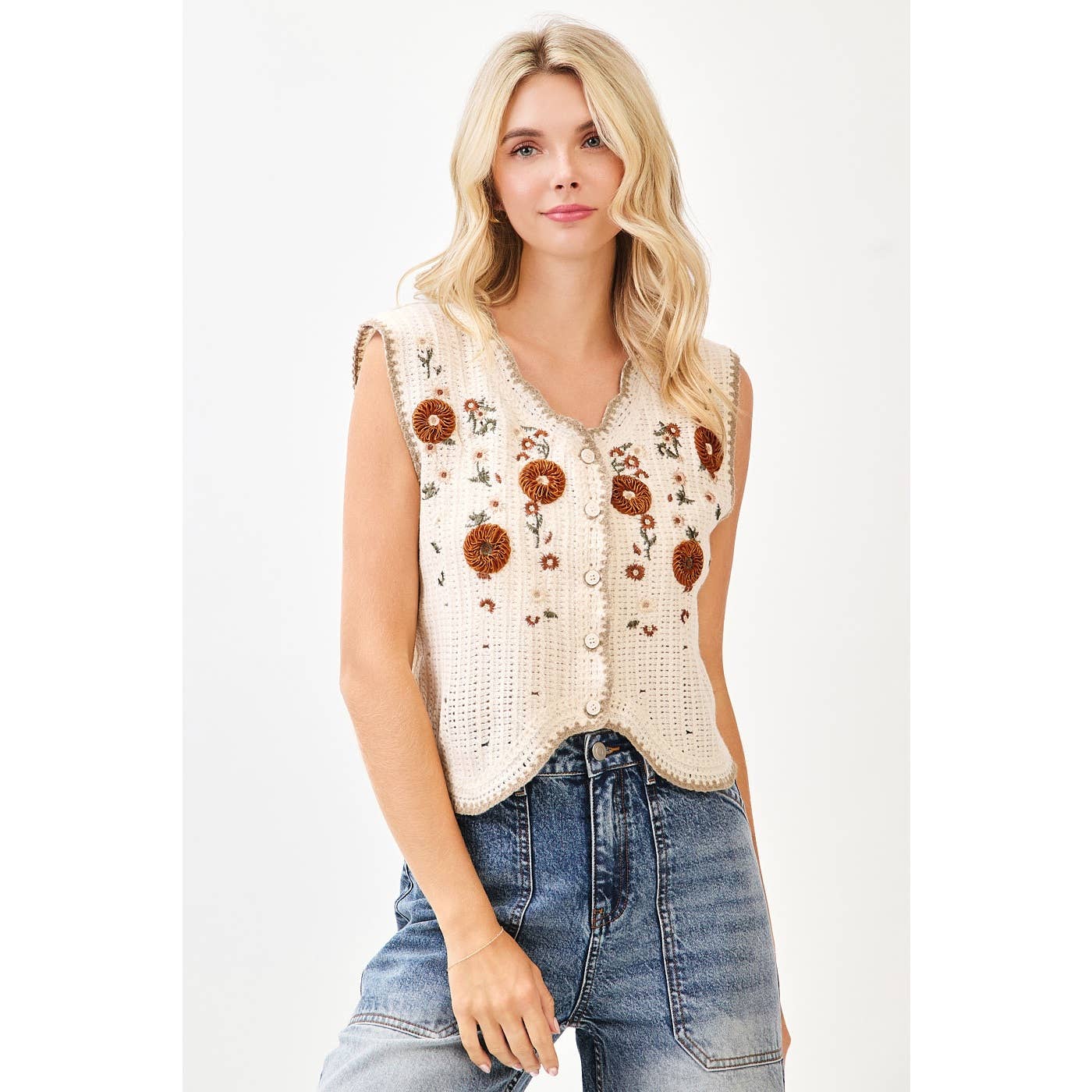 Fall Embroidery Crochet Vest