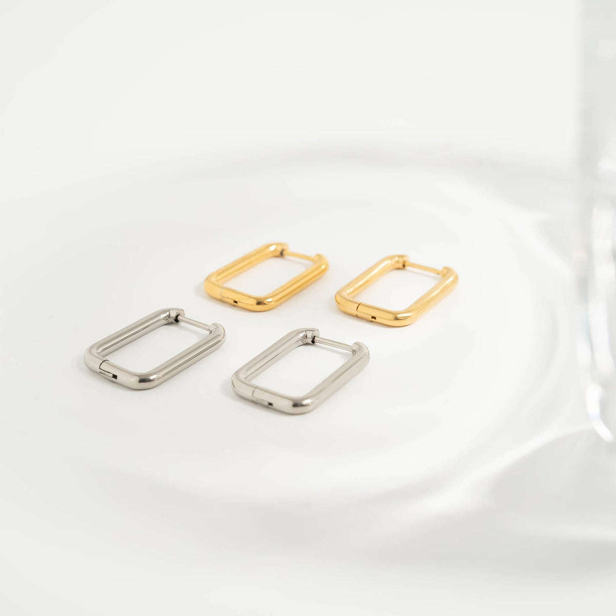 18K Rectangle Huggies