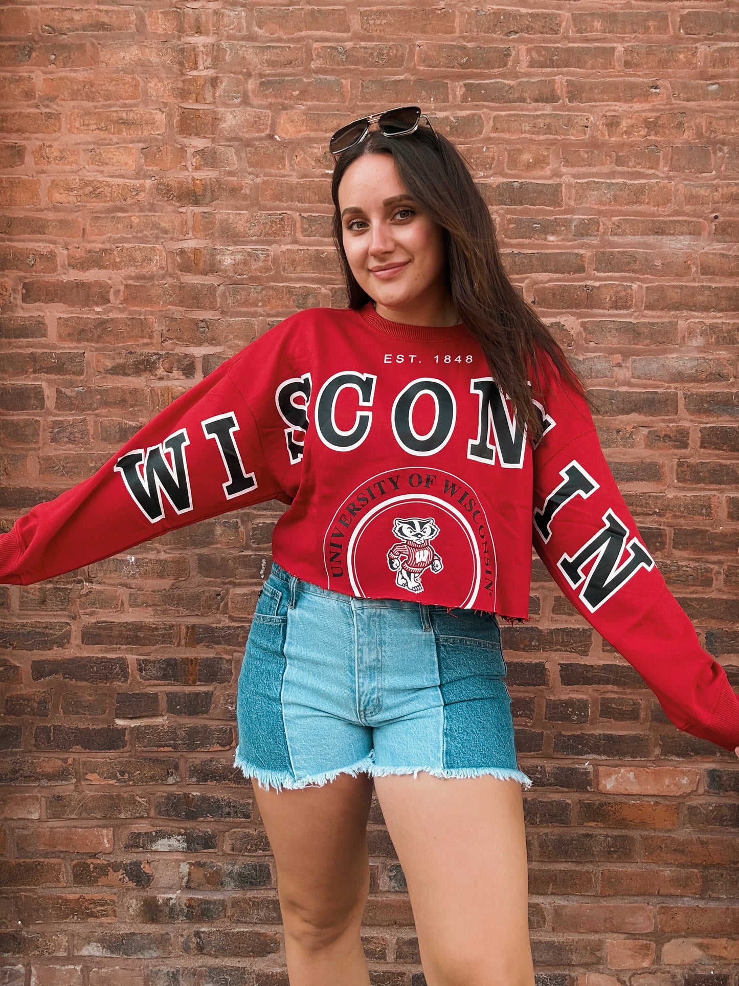 Wisconsin Split Cropped Longsleeve