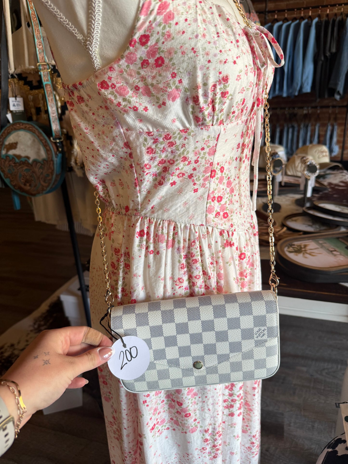 Luxury White Checker Crossbody