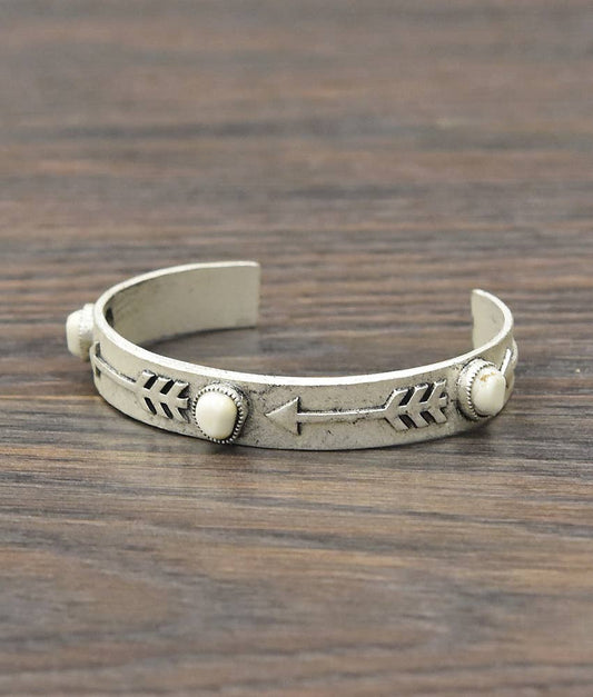 White Stone Cuff Bracelet