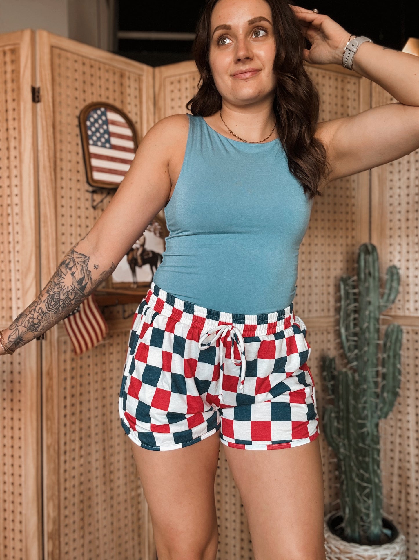 Patriotic Checkerd Shorts