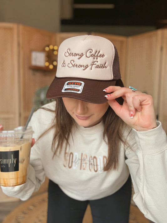 Strong Coffee & Faith Trucker Hat