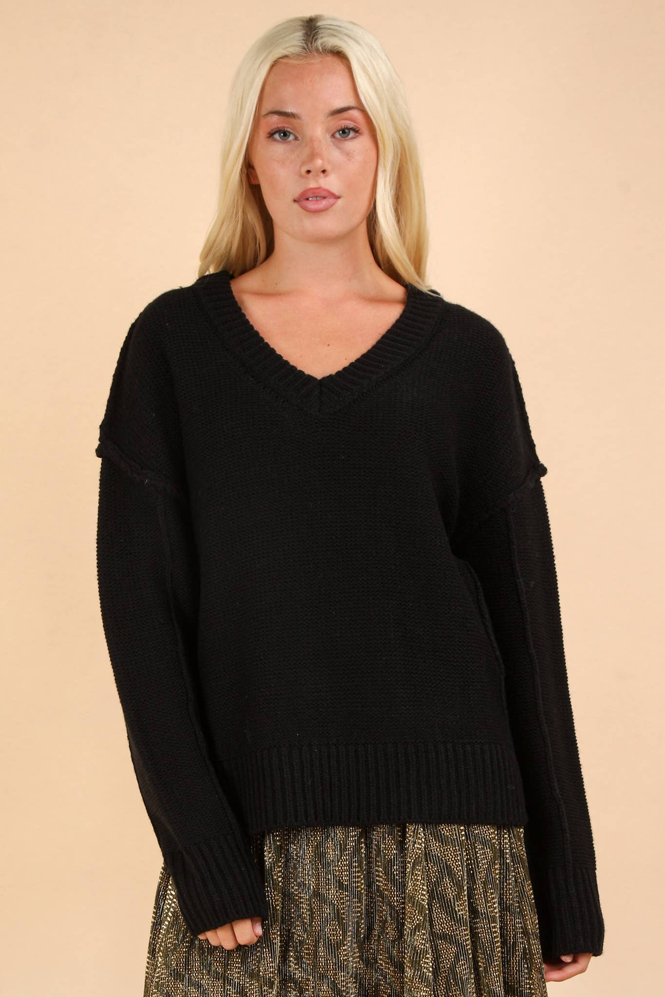 V-Neck Casual Knit Sweater