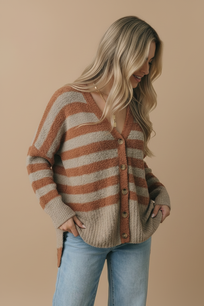 Pumpkin Stripe Cardigan