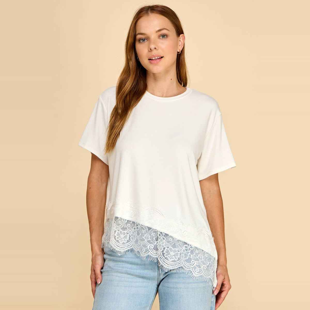 Asymmetrical Lace Top White