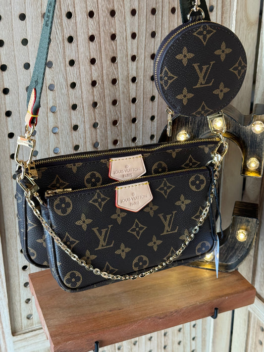 Luxury Multi Pochette Bag Green Strap