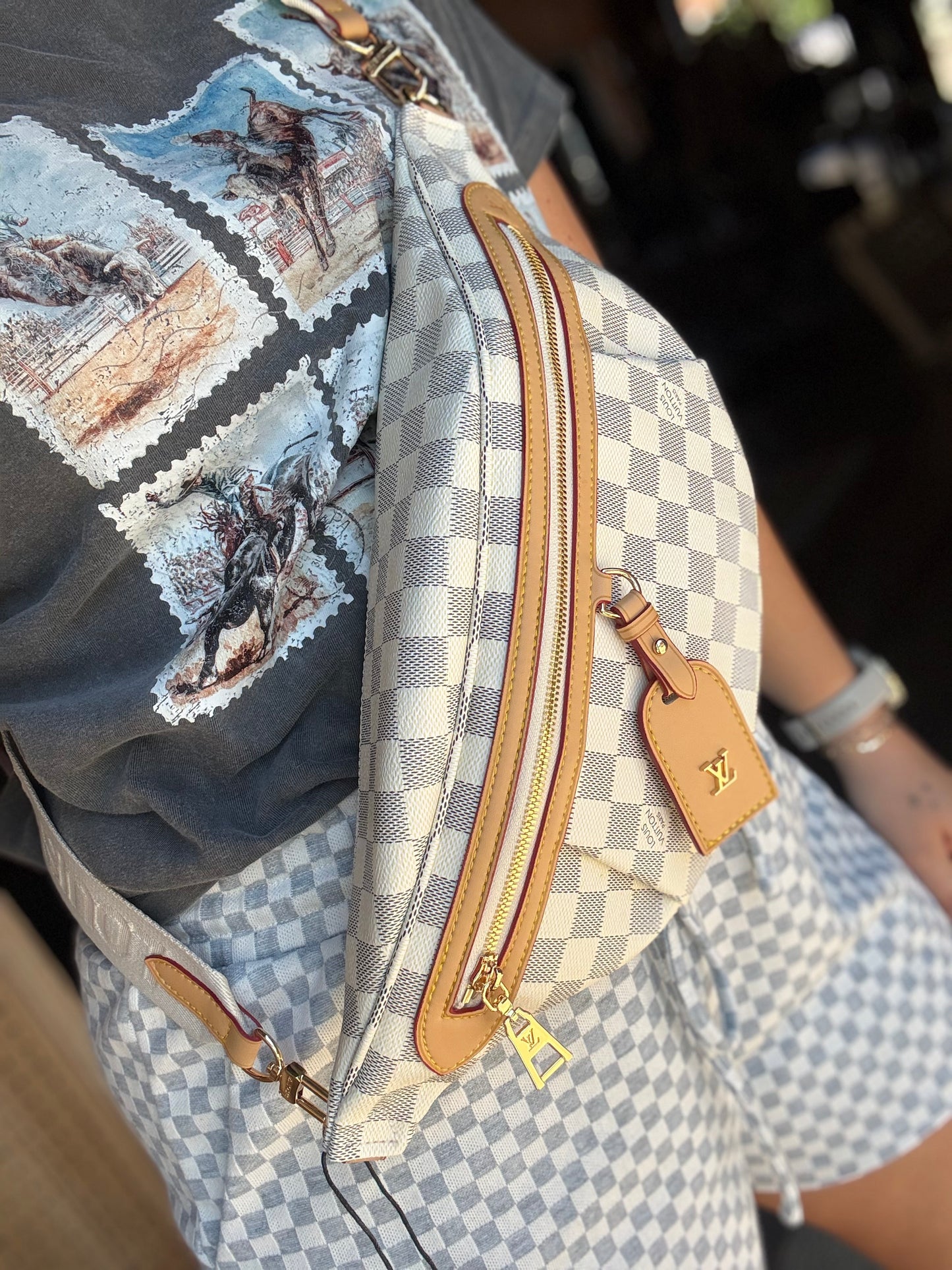 Luxury White Checker Fanny Bag
