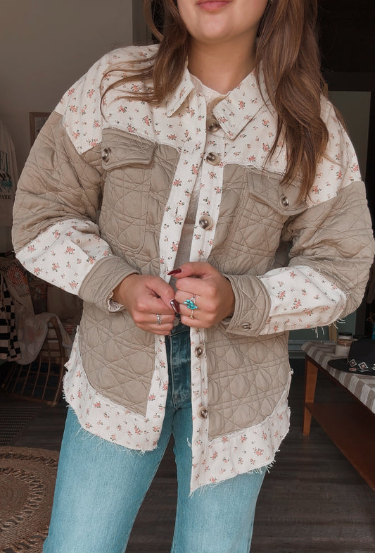 Floral Printed Contrast Jacket