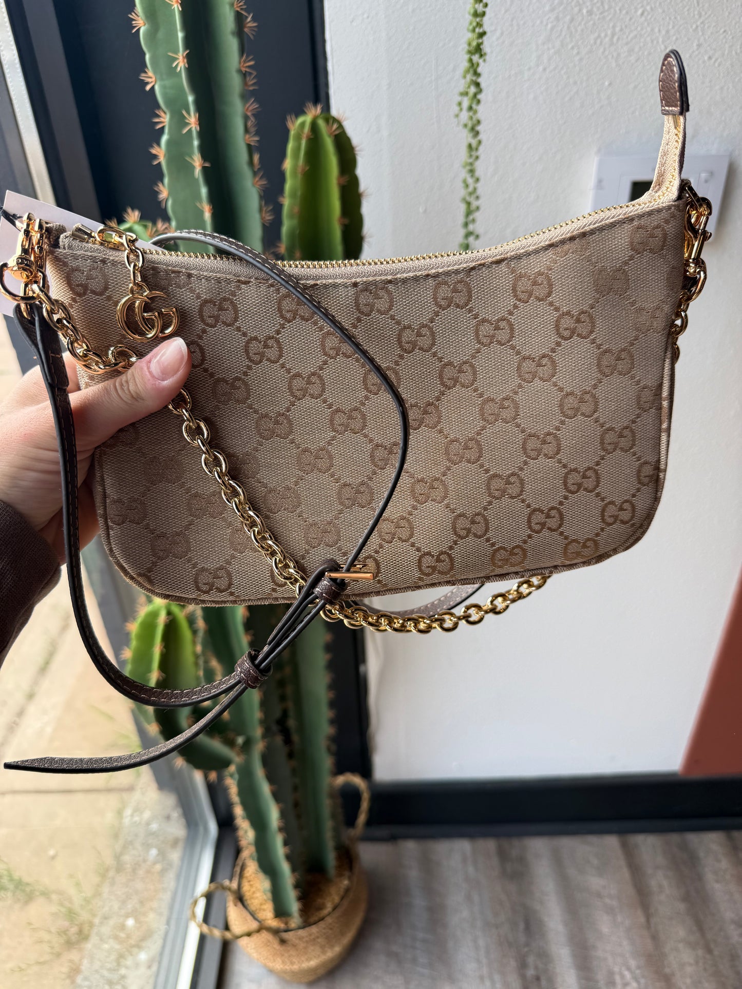 Luxury Tan Gold Chain Crossbody