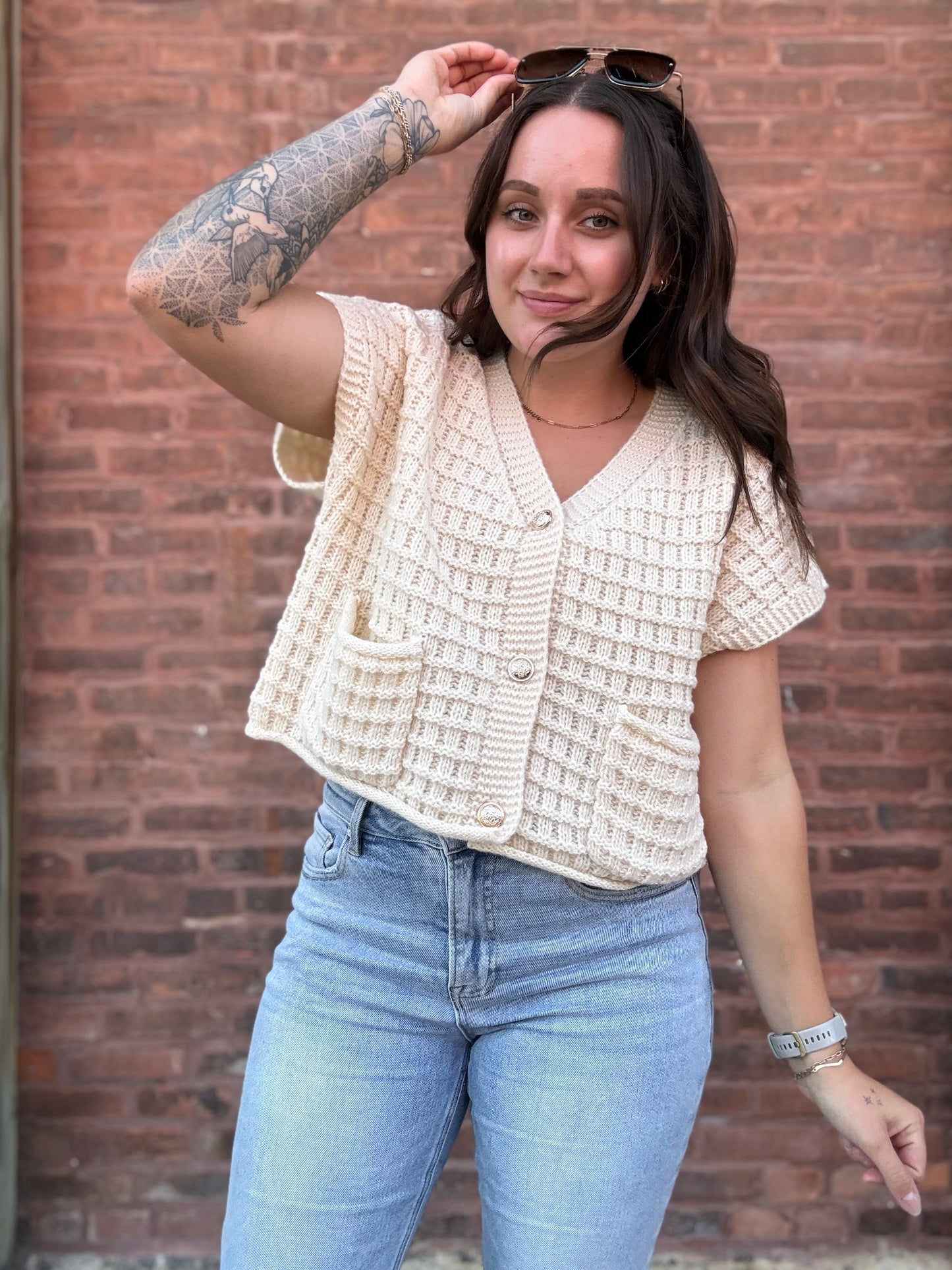 Cream Waffle Top