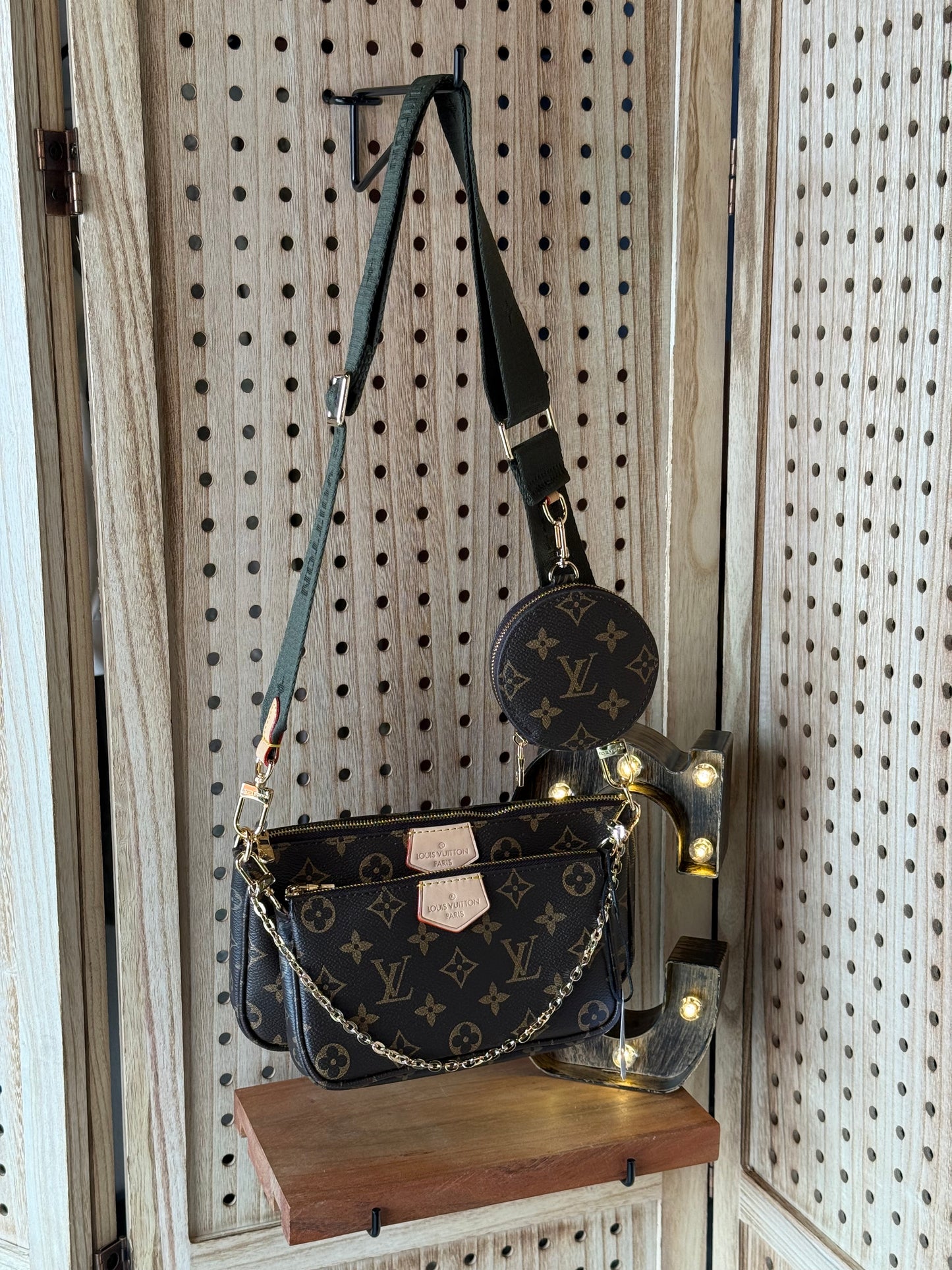 Luxury Multi Pochette Bag Green Strap