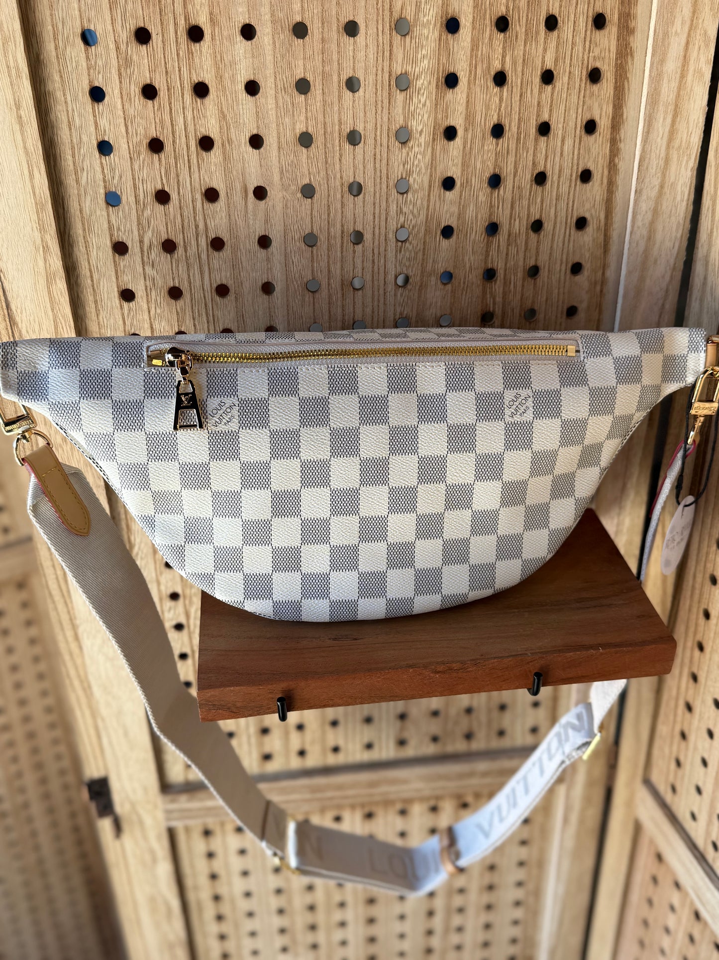Luxury White Checker Fanny Bag